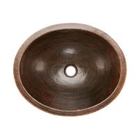 18" Oval Oil Rubbed Bronze Hammered Copper Skirted Vessel Sink