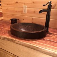 18" Oval Oil Rubbed Bronze Hammered Copper Skirted Vessel Sink