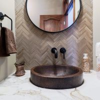 18" Oval Oil Rubbed Bronze Hammered Copper Skirted Vessel Sink
