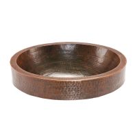 18" Oval Oil Rubbed Bronze Hammered Copper Skirted Vessel Sink
