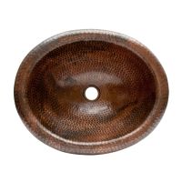 18" Oval Wide Rim Oil Rubbed Bronze Hammered Copper Self Rimming Bathroom Sink