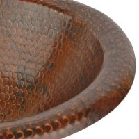 18" Oval Wide Rim Oil Rubbed Bronze Hammered Copper Self Rimming Bathroom Sink