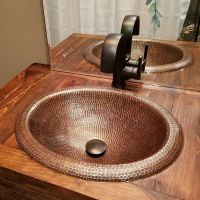 18" Oval Wide Rim Oil Rubbed Bronze Hammered Copper Self Rimming Bathroom Sink