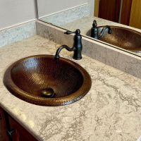 18" Oval Wide Rim Oil Rubbed Bronze Hammered Copper Self Rimming Bathroom Sink