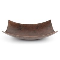 18" Rectangular Modern Slope Oil Rubbed Bronze Hammered Copper Vessel Sink