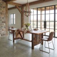 Barn Wood Dining Table: Some lifestyle images are created with AI for visualization purposes. Crafted from natural solid wood, each piece is unique and will vary.