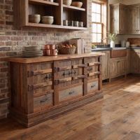 Rustic Sideboard: Some lifestyle images are created with AI for visualization purposes. Crafted from natural solid wood, each piece is unique and will vary.