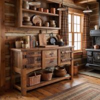 Barn Wood Sideboard: Some lifestyle images are created with AI for visualization purposes. Crafted from natural solid wood, each piece is unique and will vary.