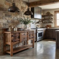 Barn Wood Sideboard: Some lifestyle images are created with AI for visualization purposes. Crafted from natural solid wood, each piece is unique and will vary.