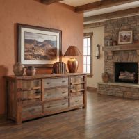 Barn Wood Sideboard: Some lifestyle images are created with AI for visualization purposes. Crafted from natural solid wood, each piece is unique and will vary.