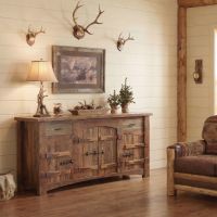 Rustic Barn Wood Sideboard: Some lifestyle images are created with AI for visualization purposes. Crafted from natural solid wood, each piece is unique and will vary.