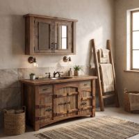 Vanity: Some lifestyle images are created with AI for visualization purposes. Crafted from natural solid wood, each piece is unique and will vary.
