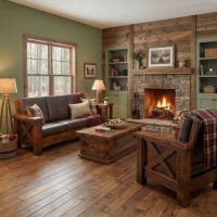 Barn Wood Coffee Table: Some lifestyle images are created with AI for visualization purposes. Crafted from natural solid wood, each piece is unique and will vary.