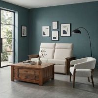 Barn Wood Coffee Table: Some lifestyle images are created with AI for visualization purposes. Crafted from natural solid wood, each piece is unique and will vary.