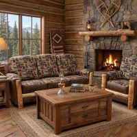 Barn Wood Coffee Table: Some lifestyle images are created with AI for visualization purposes. Crafted from natural solid wood, each piece is unique and will vary.
