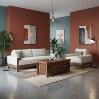 Barn Wood Coffee Table: Some lifestyle images are created with AI for visualization purposes. Crafted from natural solid wood, each piece is unique and will vary.