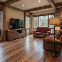 Barn Wood Entertainment Center: Some lifestyle images are created with AI for visualization purposes. Crafted from natural solid wood, each piece is unique and will vary.