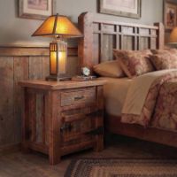 Barn Wood Nightstand: Some lifestyle images are created with AI for visualization purposes. Crafted from natural solid wood, each piece is unique and will vary.