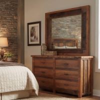 Rustic Barn Wood Mirror: Some lifestyle images are created with AI for visualization purposes. Crafted from natural solid wood, each piece is unique and will vary.