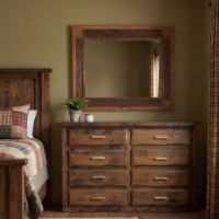 Barn Wood Mirror: Some lifestyle images are created with AI for visualization purposes. Crafted from natural solid wood, each piece is unique and will vary.