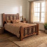 Barnwood Bed: Some lifestyle images are created with AI for visualization purposes. Crafted from natural solid wood, each piece is unique and will vary.