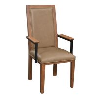 1869 Frontier Barn Wood Upholstered Dining Arm Chair