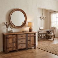 Sideboard: Some lifestyle images are created with AI for visualization purposes. Crafted from natural solid wood, each piece is unique and will vary.