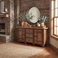 Rustic Sideboard: Some lifestyle images are created with AI for visualization purposes. Crafted from natural solid wood, each piece is unique and will vary.
