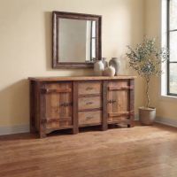 Barn Wood Sideboard: Some lifestyle images are created with AI for visualization purposes. Crafted from natural solid wood, each piece is unique and will vary.