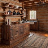 Barn Wood Buffet: Some lifestyle images are created with AI for visualization purposes. Crafted from natural solid wood, each piece is unique and will vary.