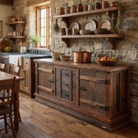 Barn Wood Buffet: Some lifestyle images are created with AI for visualization purposes. Crafted from natural solid wood, each piece is unique and will vary.