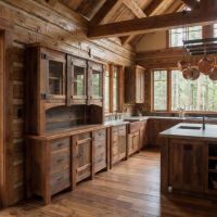 Barn Wood Hutch: Some lifestyle images are created with AI for visualization purposes. Crafted from natural solid wood, each piece is unique and will vary.
