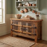 Barn Wood Sideboard: Some lifestyle images are created with AI for visualization purposes. Crafted from natural solid wood, each piece is unique and will vary.
