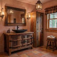 Rustic Vanity: Some lifestyle images are created with AI for visualization purposes. Crafted from natural solid wood, each piece is unique and will vary.