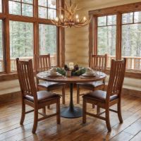 Barn Wood Dining Chair: Some lifestyle images are created with AI for visualization purposes. Crafted from natural solid wood, each piece is unique and will vary.