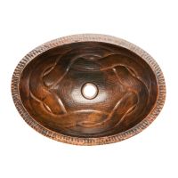 19" Oval Braid Oil Rubbed Bronze Hammered Copper Bathroom Sink