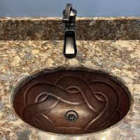 19" Oval Braid Oil Rubbed Bronze Hammered Copper Bathroom Sink