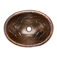 19" Oval Braid Oil Rubbed Bronze Hammered Copper Self Rimming Bathroom Sink