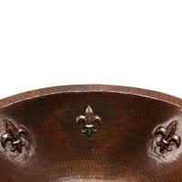 19" Oval Fleur De Lis Oil Rubbed Bronze Hammered Copper Bathroom Sink
