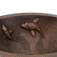 19" Oval Koi Fish Oil Rubbed Bronze Hammered Copper Bathroom Sink