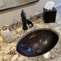 19" Oval Koi Fish Oil Rubbed Bronze Hammered Copper Bathroom Sink