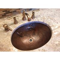 19" Oval Koi Fish Oil Rubbed Bronze Hammered Copper Bathroom Sink