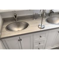 19" Oval Nickel Hammered Copper Bathroom Sink
