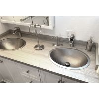 19" Oval Nickel Hammered Copper Bathroom Sink