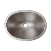 19" Oval Nickel Hammered Copper Bathroom Sink