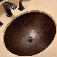 19" Oval Oil Rubbed Bronze Hammered Copper Bathroom Sink