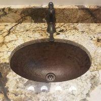 19" Oval Oil Rubbed Bronze Hammered Copper Bathroom Sink