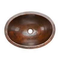 19" Oval Oil Rubbed Bronze Hammered Copper Bathroom Sink