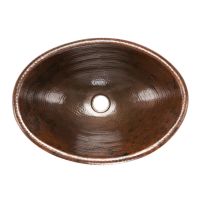 19" Oval Oil Rubbed Bronze Hammered Copper Self Rimming Bathroom Sink
