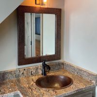 19" Oval Oil Rubbed Bronze Hammered Copper Self Rimming Bathroom Sink